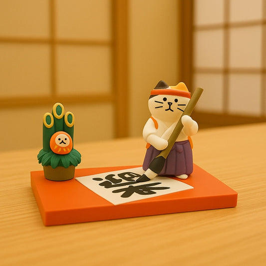 玄關置物|貓咪祝福你書法台擺件 - PLAYEGGSS