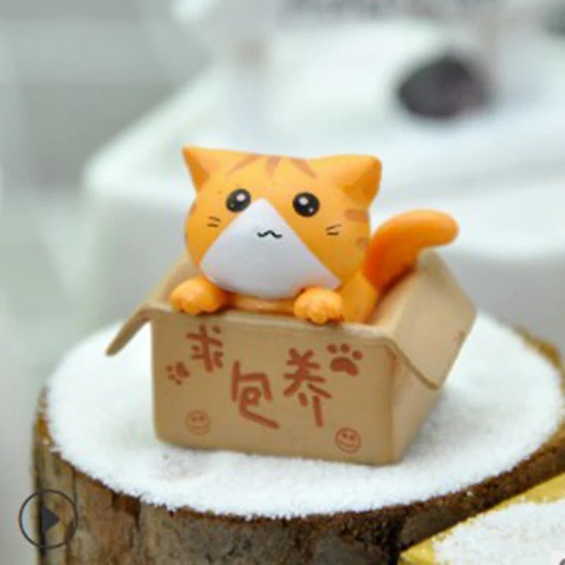 1PC Cartoon Poor Box Cute Mini Cat Ornament Garden kitten Ornament Gift For Kids Baby Room Decoration Toy Miniature Figurines - PLAYEGGSS