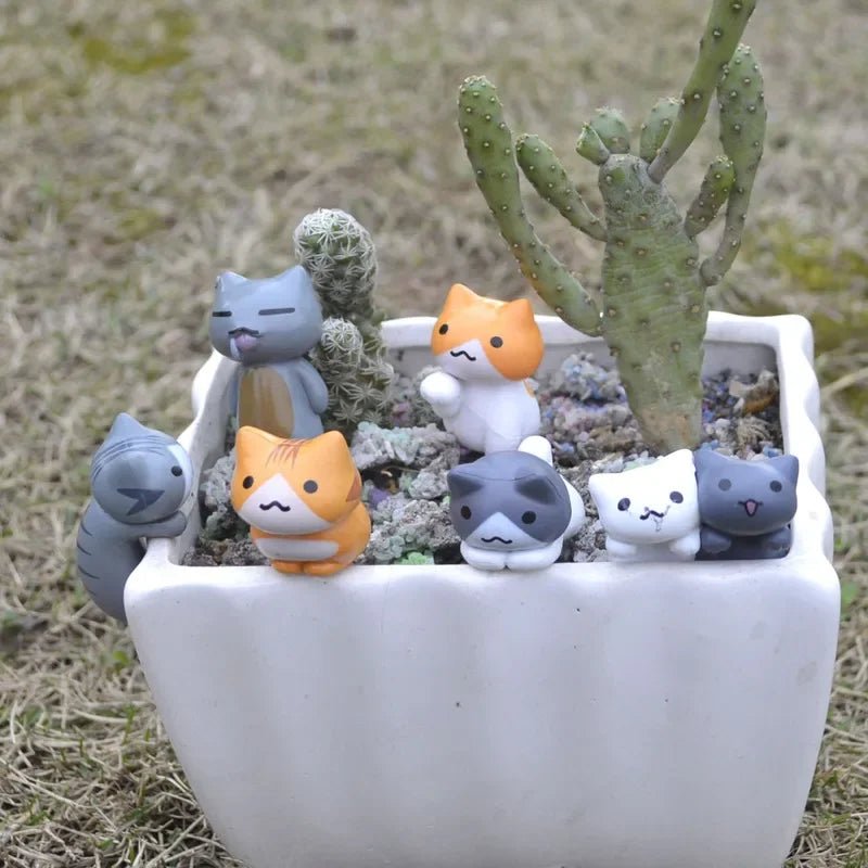 6Pcs/Set Cartoon Lucky Cat Home Garden Bonsai Decorations Miniatures Gift Lovely Micro Landscape Kitten Miniature Craft - PLAYEGGSS