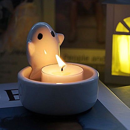 Ceramic Ghost Candlestick Ornaments - PLAYEGGSS