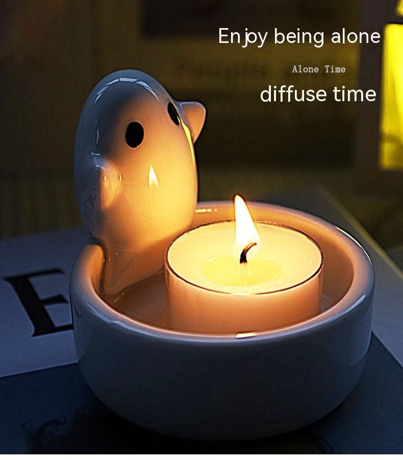Ceramic Ghost Candlestick Ornaments - PLAYEGGSS