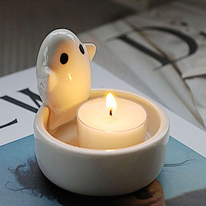 Ceramic Ghost Candlestick Ornaments - PLAYEGGSS